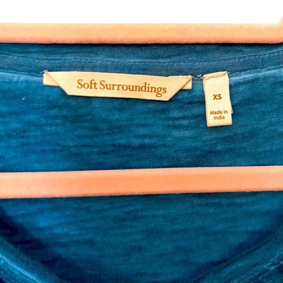 SOFT SURROUNDINGS Lace Accent Henley Half Button Maxi Dress sz XS - Picture 4 of 5